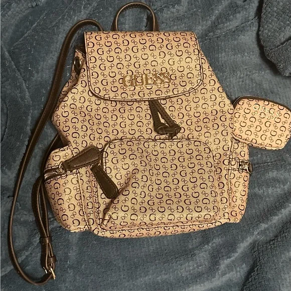 GUESS Logo Backpack with Coin Pouch Buy Guess Women Brand Logo Backpack With Coin Pouch, White  main image 3